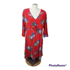 Bobbie Brooks NEW Dress Plus 3X Red Floral Stretch Romantic Feminine Cottagecore